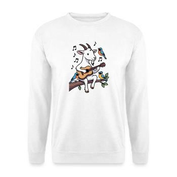 Musicien de chèvre sur la branche avec guitare - Sweat-shirt Unisexe - blanc - Devant