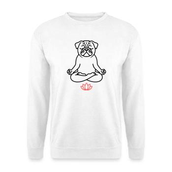 Pug Yoga Meditation Outline - Unisex Sweatshirt - white - Front