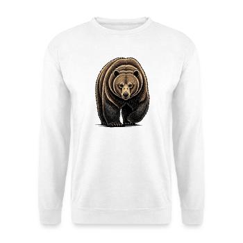 Bear Watcher Linienillustration - Unisex Pullover - Weiß - Vorne