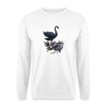 Cygne noir avec des fleurs de lilas - Sweat-shirt Unisexe - blanc - Devant