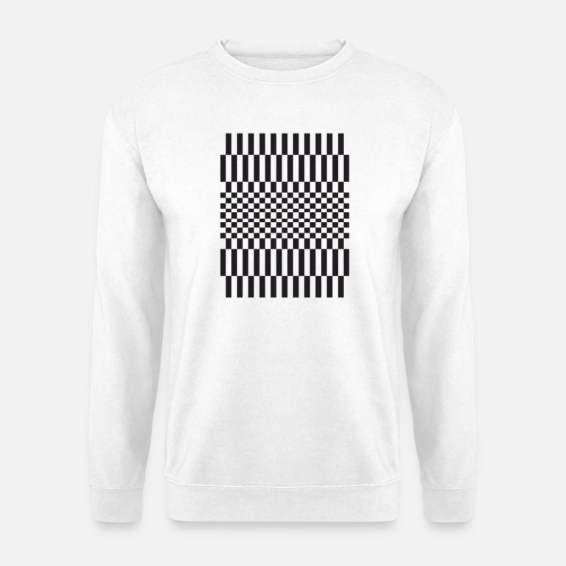 Geometrisches Schachbrett-Gittermuster - Unisex Pullover - Weiß