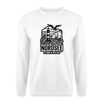 Nordsee Sturm und Wellen - Unisex Pullover - Weiß - Vorne