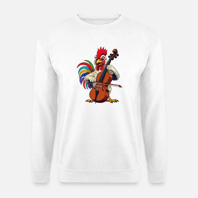 Hahn joue du violoncelle - Sweat-shirt Unisexe - blanc