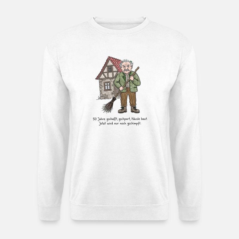 Schwaben Spruch Häuslebauer & Schimpfen - Unisex Pullover - Weiß