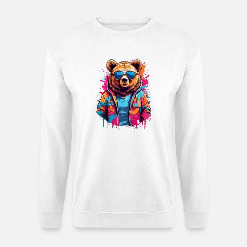 Neonbär in bunter Hoodie - Unisex Pullover - Weiß
