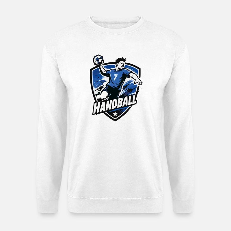 Handball Stürmer Blau Shield - Unisex Pullover - Weiß