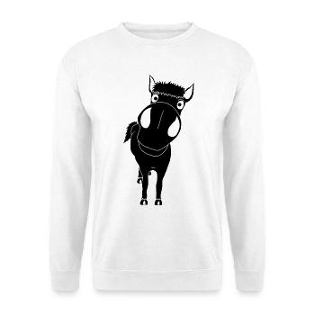 Nahaufnahme eines Pferdes (schwarz) - Unisex Pullover - Weiß - Vorne