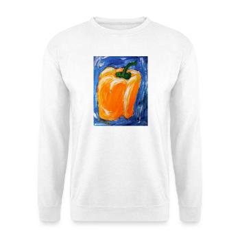 Oranger Paprika im Expressionismus - Unisex Pullover - Weiß - Vorne