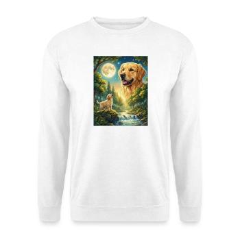Hurler au mème de la lune Chien Golden Retriever - Sweat-shirt Unisexe - blanc - Devant