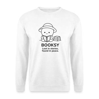 Booksy – Perdu dans les histoires, trouvé en paix - Sweat-shirt Unisexe - blanc - Devant