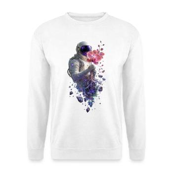 Kosmische Astronautin und Orchidee - Unisex Pullover - Weiß - Vorne