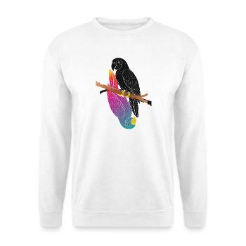 Deux perroquets sur le dessin de la bande dessinée de branche - Sweat-shirt Unisexe - blanc - Devant
