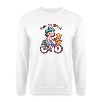 Paws And Pedals Cute Bike Sticker - Unisex Sweatshirt - white - Front