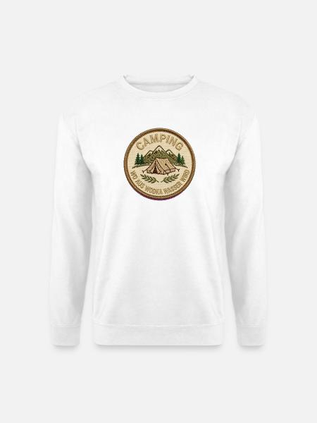 Campingpatch Bergwald Zeltmotiv - Unisex Pullover - Weiß