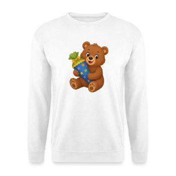 Cute bear with school cone for the start of school - Unisex Sweatshirt - white - Front