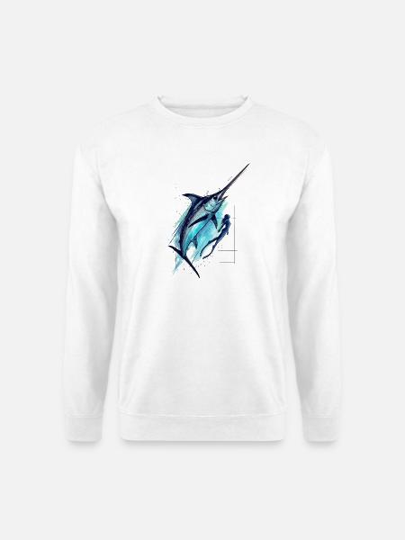 Electric Blue Marlin Illustration - Unisex Pullover - Weiß