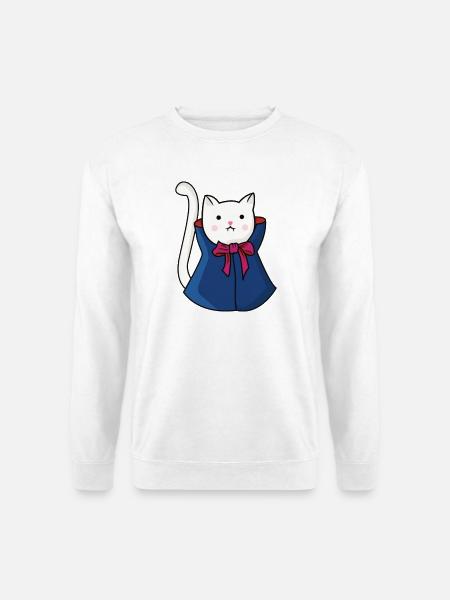 Süße Vampir Katze Dracula - Unisex Pullover - Weiß