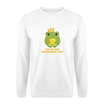Königlicher Froschprinz - Unisex Pullover - Weiß - Vorne - Alina (178cm) & Michal (187cm)