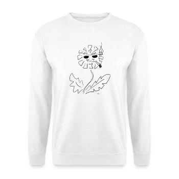 Dandy the Wheedo – Mürrischer Löwenzahn - Unisex Pullover - Weiß - Vorne - Alina (178cm) & Michal (187cm)