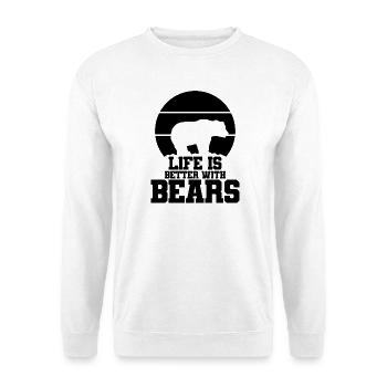 Bär Silhouette Statement - Unisex Pullover - Weiß - Vorne - Alina (178cm) & Michal (187cm)