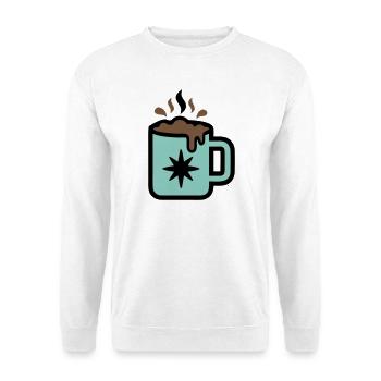 Kaffeetasse Stern Grafik - Unisex Pullover - Weiß - Vorne - Alina (178cm) & Michal (187cm)