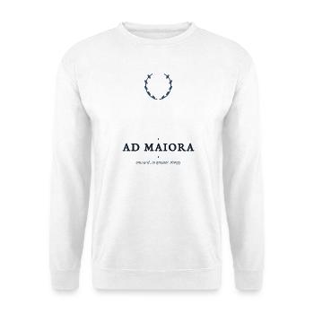 Ad Maiora – Vorwärts zu den größeren Dingen Lateins - Unisex Pullover - Weiß - Vorne - Alina (178cm) & Michal (187cm)