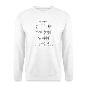 Abraham Lincoln ASCII-Porträt - Unisex Pullover - Weiß - Vorne - Alina (178cm) & Michal (187cm)