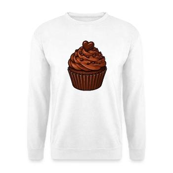 Schoko Cupcake Herzmotiv - Unisex Pullover - Weiß - Vorne - Alina (178cm) & Michal (187cm)