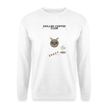 Kaffee verschüttet Club Panda - Unisex Pullover - Weiß - Vorne - Alina (178cm) & Michal (187cm)