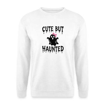 Niedlicher, aber gequälter Geist Coquette Spooky Herbst - Unisex Pullover - Weiß - Vorne - Alina (178cm) & Michal (187cm)