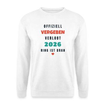 Offiziell vergeben verlobt 2026 Ring ist dran - Unisex Pullover - Weiß - Vorne - Alina (178cm) & Michal (187cm)