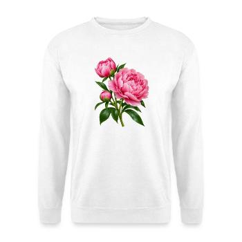 Rosa Pfingstrosenblütenstrauß - Unisex Pullover - Weiß - Vorne - Alina (178cm) & Michal (187cm)
