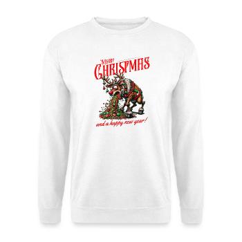 Merry Christmas - Zu viel  Weihnachten - Unisex Pullover - Weiß - Vorne - Alina (178cm) & Michal (187cm)