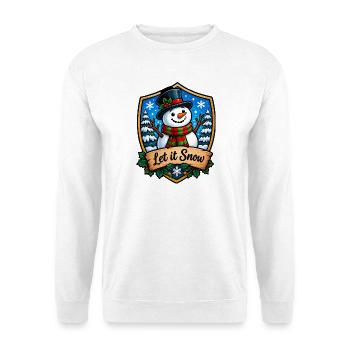 Let it Snow Schneemann Shield - Unisex Pullover - Weiß - Vorne - Alina (178cm) & Michal (187cm)