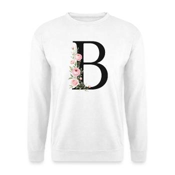 B Buchstabe Monogram Floral - Unisex Pullover - Weiß - Vorne - Alina (178cm) & Michal (187cm)