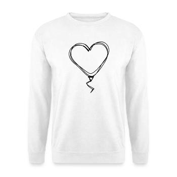 Herzballon handgezeichnet - Unisex Pullover - Weiß - Vorne - Alina (178cm) & Michal (187cm)