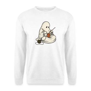 Strickender Herbstgeist - Unisex Pullover - Weiß - Vorne - Alina (178cm) & Michal (187cm)