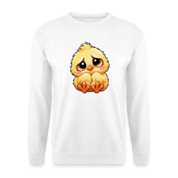 Süßes schüchternes Küken Cartoon Freundschaft - Unisex Pullover - Weiß - Vorne - Alina (178cm) & Michal (187cm)
