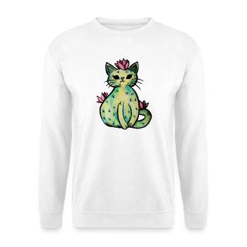 Pastell-Blumenkatzen-Skizze - Unisex Pullover - Weiß - Vorne - Alina (178cm) & Michal (187cm)