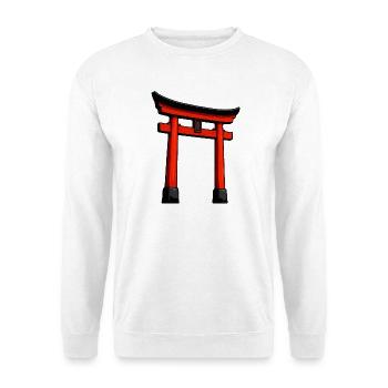 Roter Shinto-Torii Türbogen - Unisex Pullover - Weiß - Vorne - Alina (178cm) & Michal (187cm)