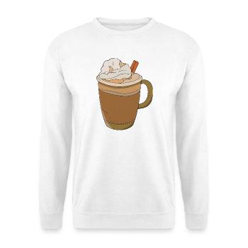 Herbst-Schlagsahne-Kaffee Kürbis-Gewürz-Latte - Unisex Pullover - Weiß - Vorne - Alina (178cm) & Michal (187cm)