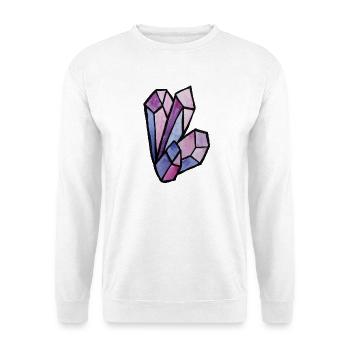 Mosaik aus Buntglas-Edelsteinherzen - Unisex Pullover - Weiß - Vorne - Alina (178cm) & Michal (187cm)