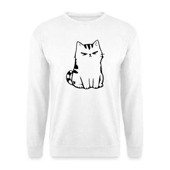 Lustige Katze Minimalistisches Katzen Geschenk  - Unisex Pullover - Weiß - Vorne - Alina (178cm) & Michal (187cm)