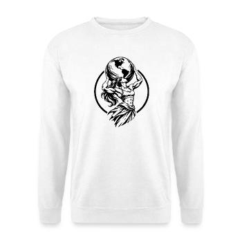 Woman – Strong Women Carry the World - Unisex Pullover - Weiß - Vorne - Alina (178cm) & Michal (187cm)
