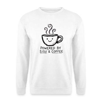 Sisu und Kaffee – Kaffeetasse - Unisex Pullover - Weiß - Vorne - Alina (178cm) & Michal (187cm)