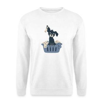 Süßer Hund im Wäschekorb - Unisex Pullover - Weiß - Vorne - Alina (178cm) & Michal (187cm)