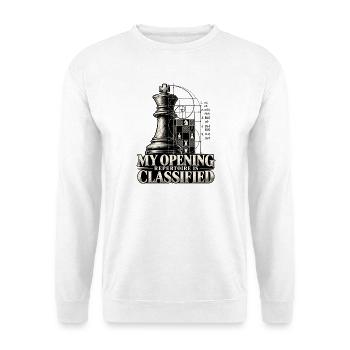 Schachmotiv - Schach Design Für Schachspieler - Unisex Pullover - Weiß - Vorne - Alina (178cm) & Michal (187cm)