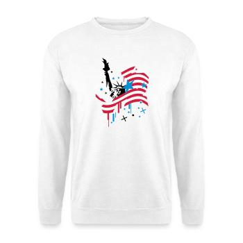 amerikanische Flagge und Freiheitsstatue - Unisex Pullover - Weiß - Vorne