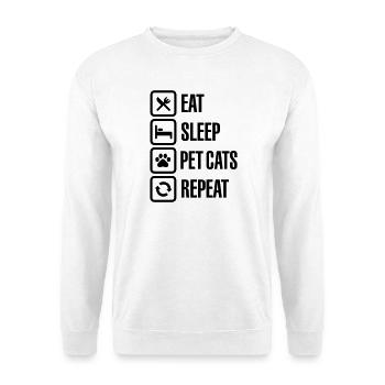 Eat Sleep Pet cats Repeat - Unisex Pullover - Weiß - Vorne