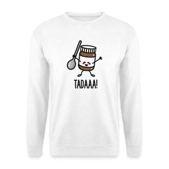 Tadaaa! Happy chocolate spread with spoon - Unisex Pullover - Weiß - Vorne